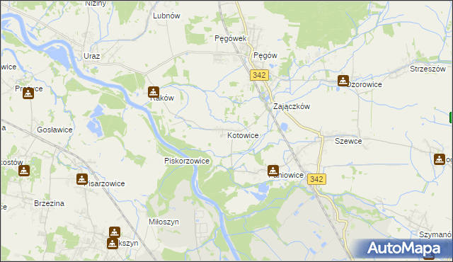 mapa Kotowice gmina Oborniki Śląskie, Kotowice gmina Oborniki Śląskie na mapie Targeo