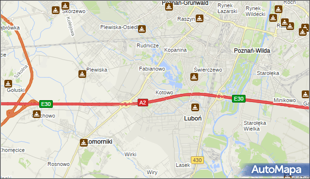 mapa Kotowo gmina Poznań, Kotowo gmina Poznań na mapie Targeo