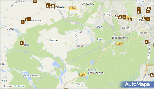 mapa Kotuń gmina Szydłowo, Kotuń gmina Szydłowo na mapie Targeo