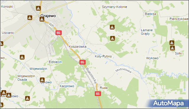 mapa Koty-Rybno, Koty-Rybno na mapie Targeo