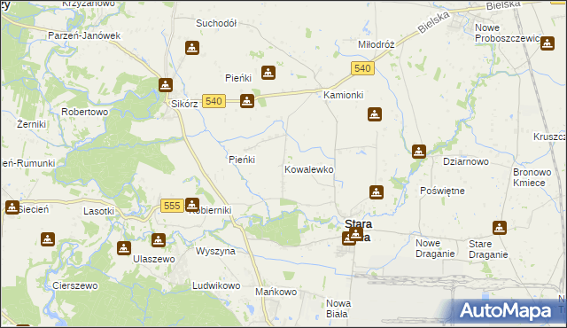 mapa Kowalewko gmina Stara Biała, Kowalewko gmina Stara Biała na mapie Targeo