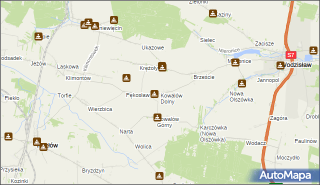 mapa Kowalów Dolny, Kowalów Dolny na mapie Targeo