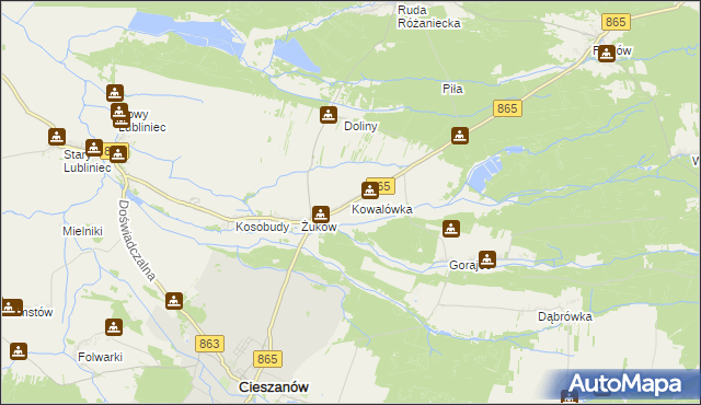 mapa Kowalówka gmina Cieszanów, Kowalówka gmina Cieszanów na mapie Targeo