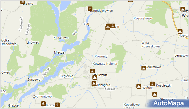 mapa Kownaty gmina Wilczyn, Kownaty gmina Wilczyn na mapie Targeo