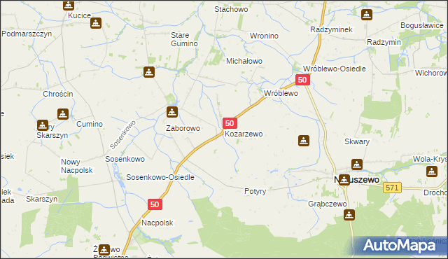 mapa Kozarzewo, Kozarzewo na mapie Targeo