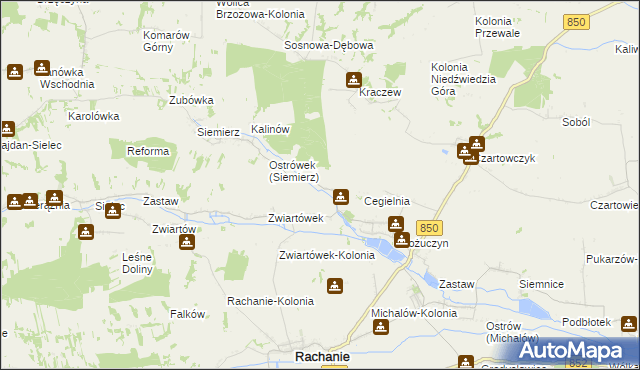 mapa Kozia Wola gmina Rachanie, Kozia Wola gmina Rachanie na mapie Targeo