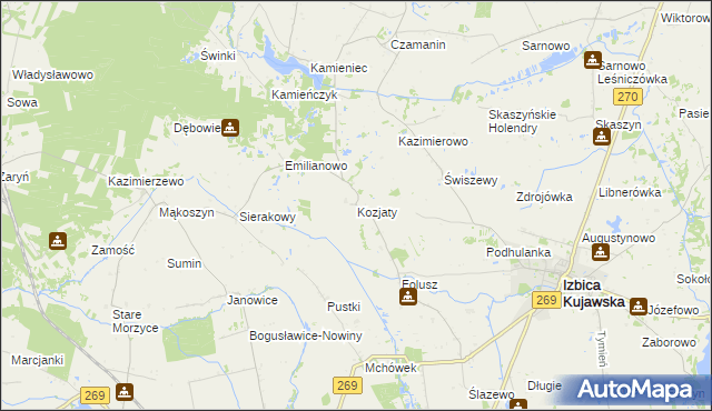 mapa Kozjaty, Kozjaty na mapie Targeo