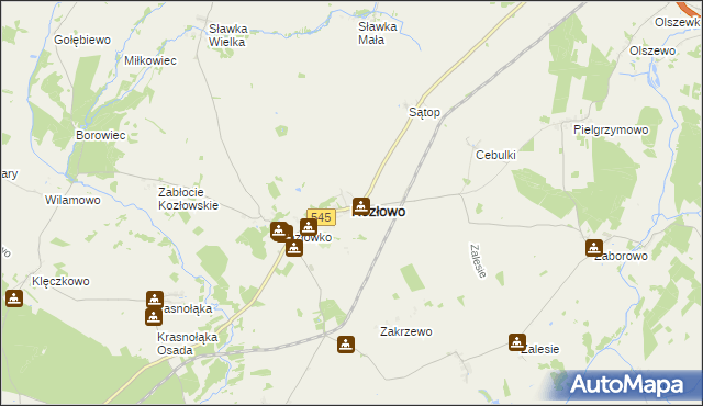 mapa Kozłowo powiat nidzicki, Kozłowo powiat nidzicki na mapie Targeo
