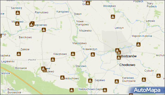 mapa Krawieczyn, Krawieczyn na mapie Targeo