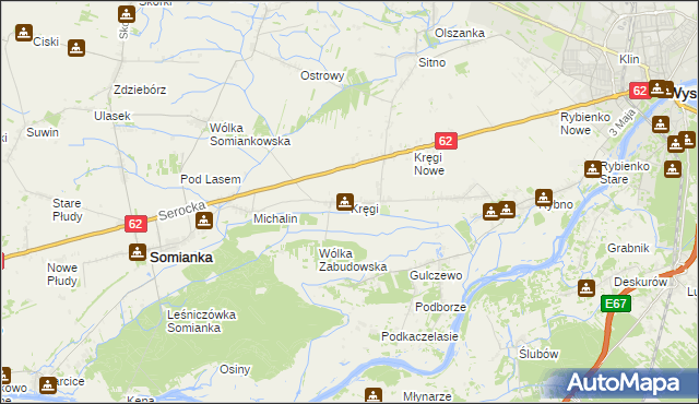 mapa Kręgi gmina Somianka, Kręgi gmina Somianka na mapie Targeo