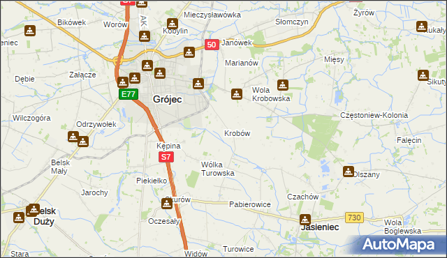 mapa Krobów, Krobów na mapie Targeo