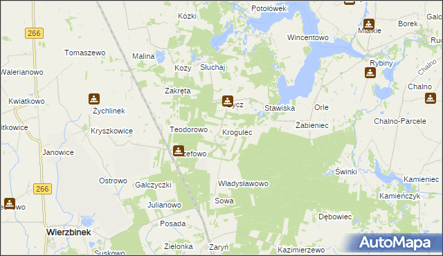 mapa Krogulec gmina Piotrków Kujawski, Krogulec gmina Piotrków Kujawski na mapie Targeo