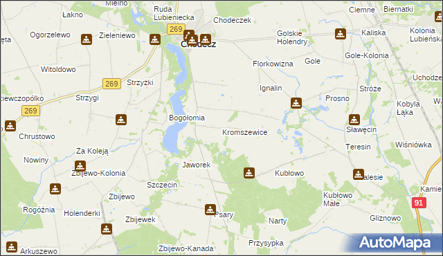 mapa Kromszewice, Kromszewice na mapie Targeo