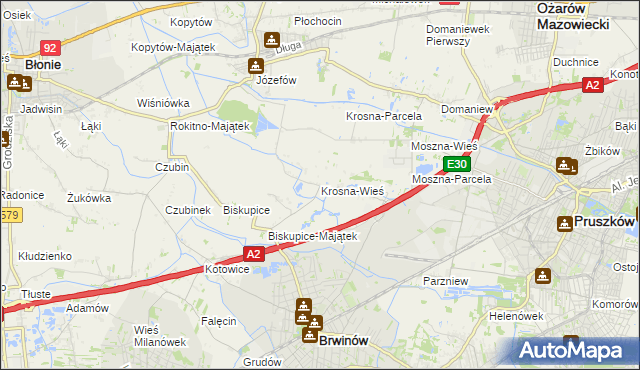 mapa Krosna-Wieś, Krosna-Wieś na mapie Targeo