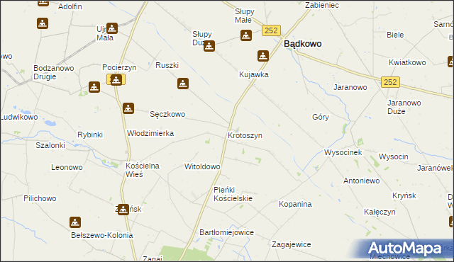 mapa Krotoszyn gmina Osięciny, Krotoszyn gmina Osięciny na mapie Targeo