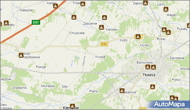 mapa Krusze gmina Klembów, Krusze gmina Klembów na mapie Targeo