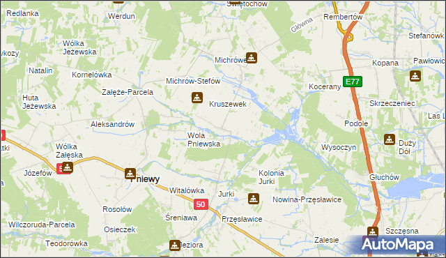 mapa Kruszew gmina Pniewy, Kruszew gmina Pniewy na mapie Targeo
