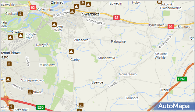 mapa Kruszewnia gmina Swarzędz, Kruszewnia gmina Swarzędz na mapie Targeo