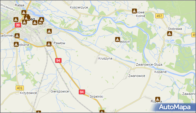 mapa Kruszyna gmina Skarbimierz, Kruszyna gmina Skarbimierz na mapie Targeo