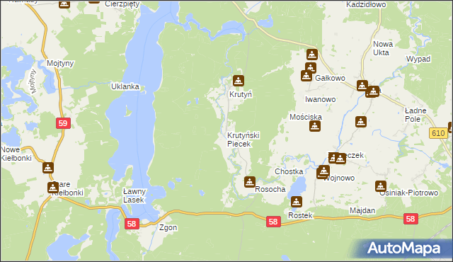 mapa Krutyński Piecek, Krutyński Piecek na mapie Targeo