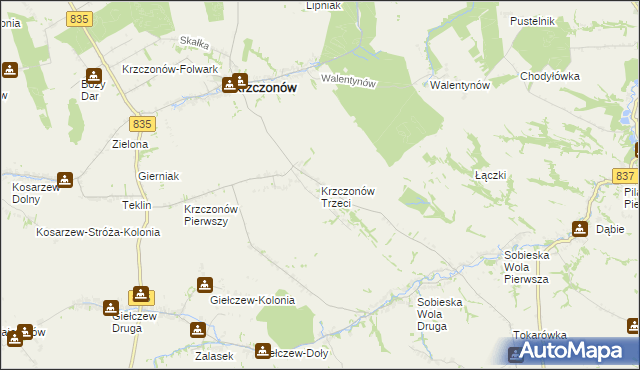 mapa Krzczonów Trzeci, Krzczonów Trzeci na mapie Targeo