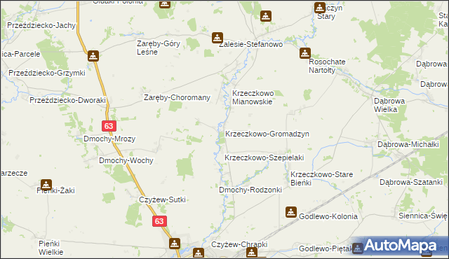 mapa Krzeczkowo-Gromadzyn, Krzeczkowo-Gromadzyn na mapie Targeo
