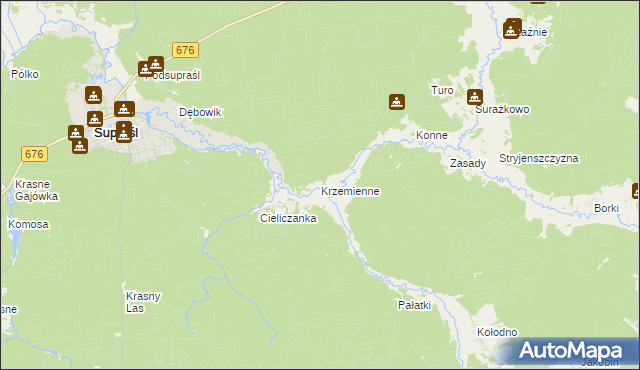 mapa Krzemienne, Krzemienne na mapie Targeo