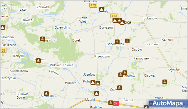 mapa Krzepczów, Krzepczów na mapie Targeo