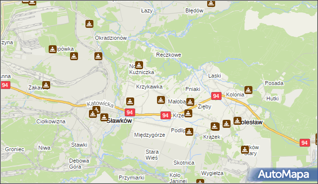 mapa Krzykawa, Krzykawa na mapie Targeo