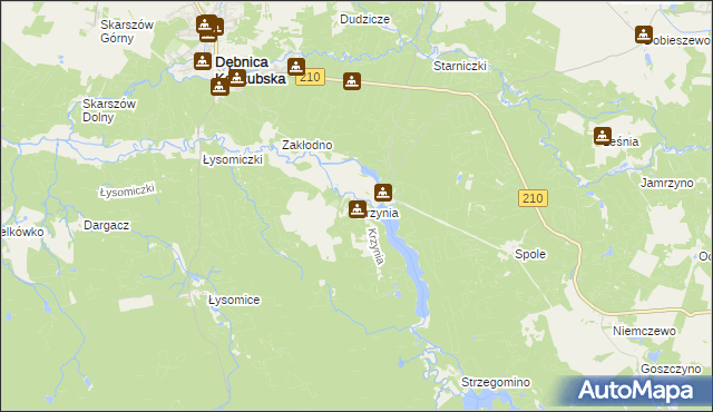 mapa Krzynia, Krzynia na mapie Targeo