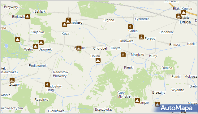 mapa Krzyż gmina Czastary, Krzyż gmina Czastary na mapie Targeo