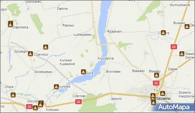 mapa Krzyżanna, Krzyżanna na mapie Targeo