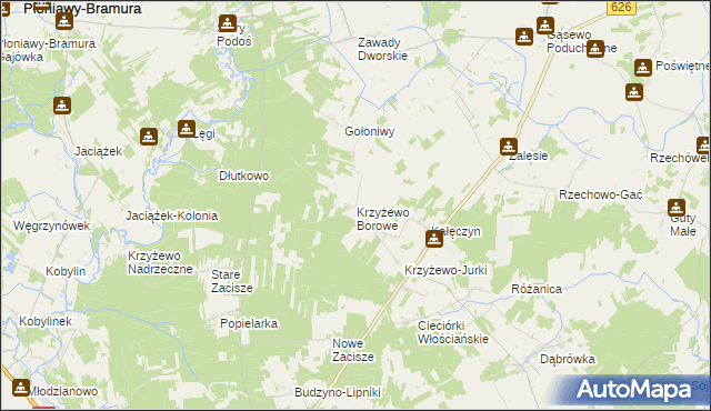mapa Krzyżewo Borowe, Krzyżewo Borowe na mapie Targeo