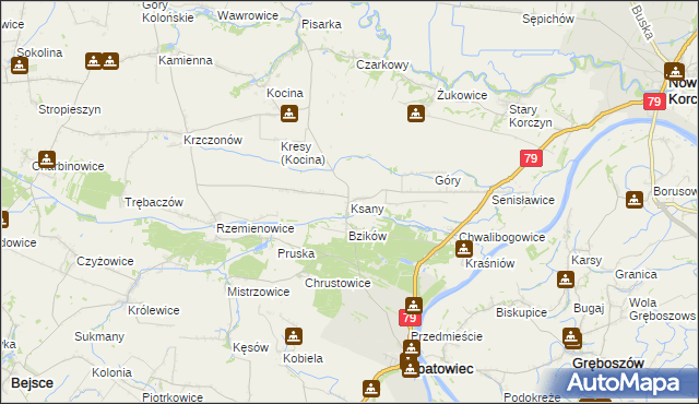 mapa Ksany, Ksany na mapie Targeo