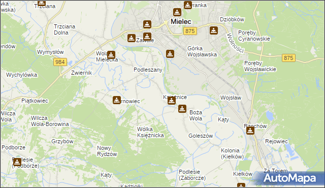 mapa Książnice gmina Mielec, Książnice gmina Mielec na mapie Targeo