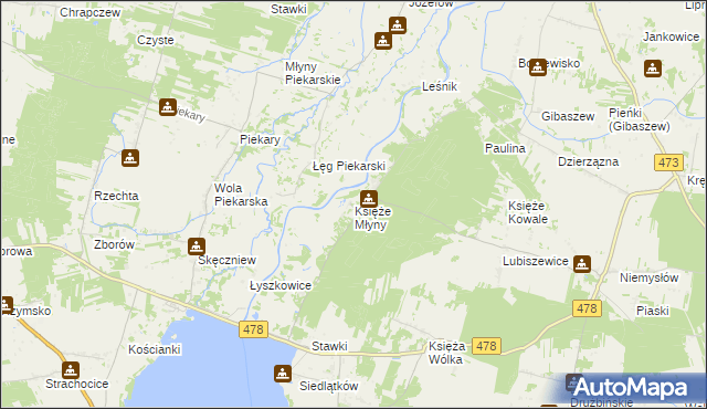 mapa Księże Młyny, Księże Młyny na mapie Targeo