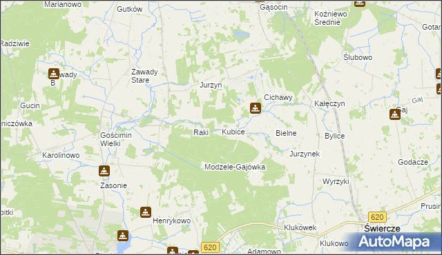 mapa Kubice gmina Nowe Miasto, Kubice gmina Nowe Miasto na mapie Targeo