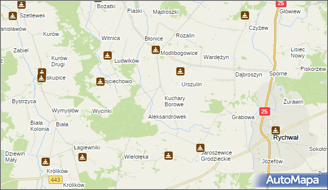 mapa Kuchary Borowe, Kuchary Borowe na mapie Targeo