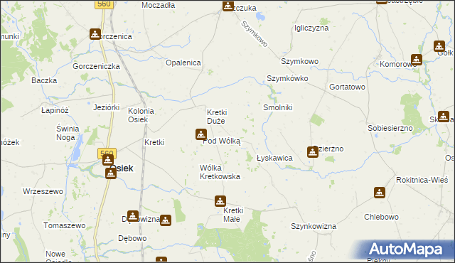 mapa Kujawa gmina Osiek, Kujawa gmina Osiek na mapie Targeo