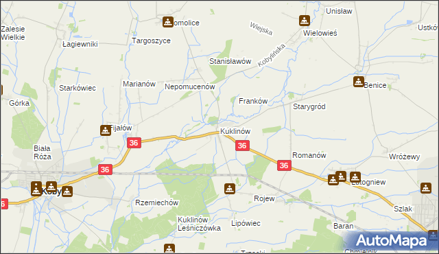 mapa Kuklinów, Kuklinów na mapie Targeo