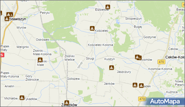 mapa Kukułka gmina Mycielin, Kukułka gmina Mycielin na mapie Targeo