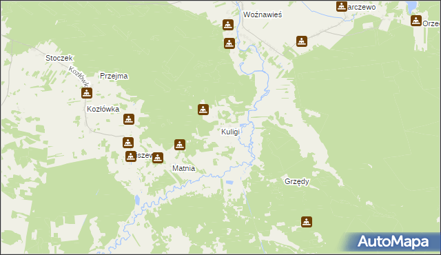 mapa Kuligi gmina Rajgród, Kuligi gmina Rajgród na mapie Targeo