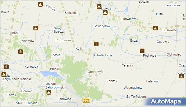 mapa Kulik-Kolonia, Kulik-Kolonia na mapie Targeo