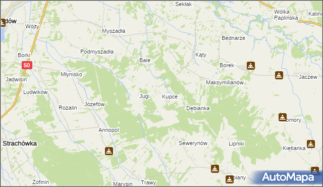 mapa Kupce, Kupce na mapie Targeo