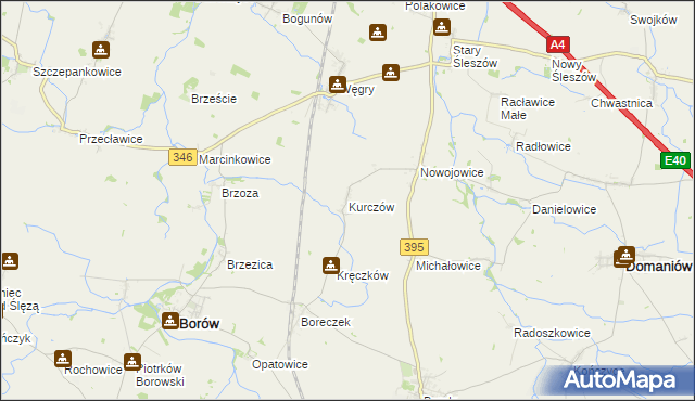 mapa Kurczów, Kurczów na mapie Targeo