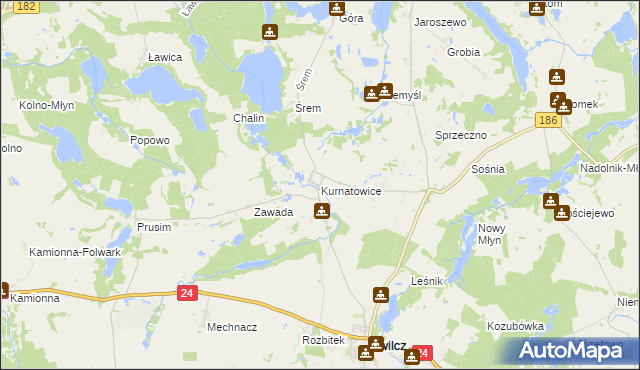 mapa Kurnatowice, Kurnatowice na mapie Targeo