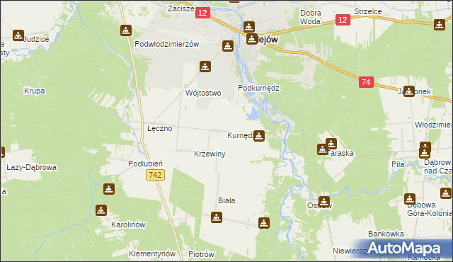 mapa Kurnędz, Kurnędz na mapie Targeo