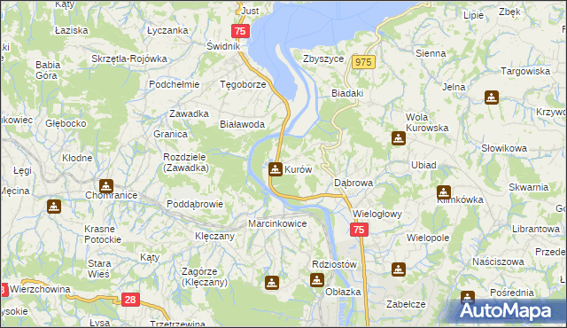 mapa Kurów gmina Chełmiec, Kurów gmina Chełmiec na mapie Targeo