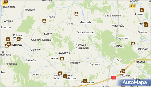 mapa Kurówek Prądzewski, Kurówek Prądzewski na mapie Targeo