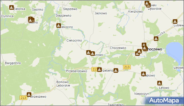 mapa Kurowo gmina Choczewo, Kurowo gmina Choczewo na mapie Targeo